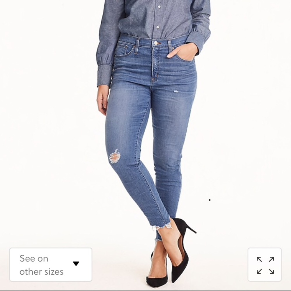 J. Crew 9" high-rise toothpick jean with cut hem